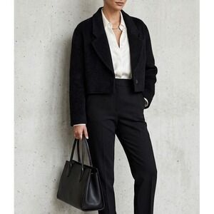 Mariacher. Womens Black Wool Alpaca Cropped Blazer Jacket Size S Notched Lapel